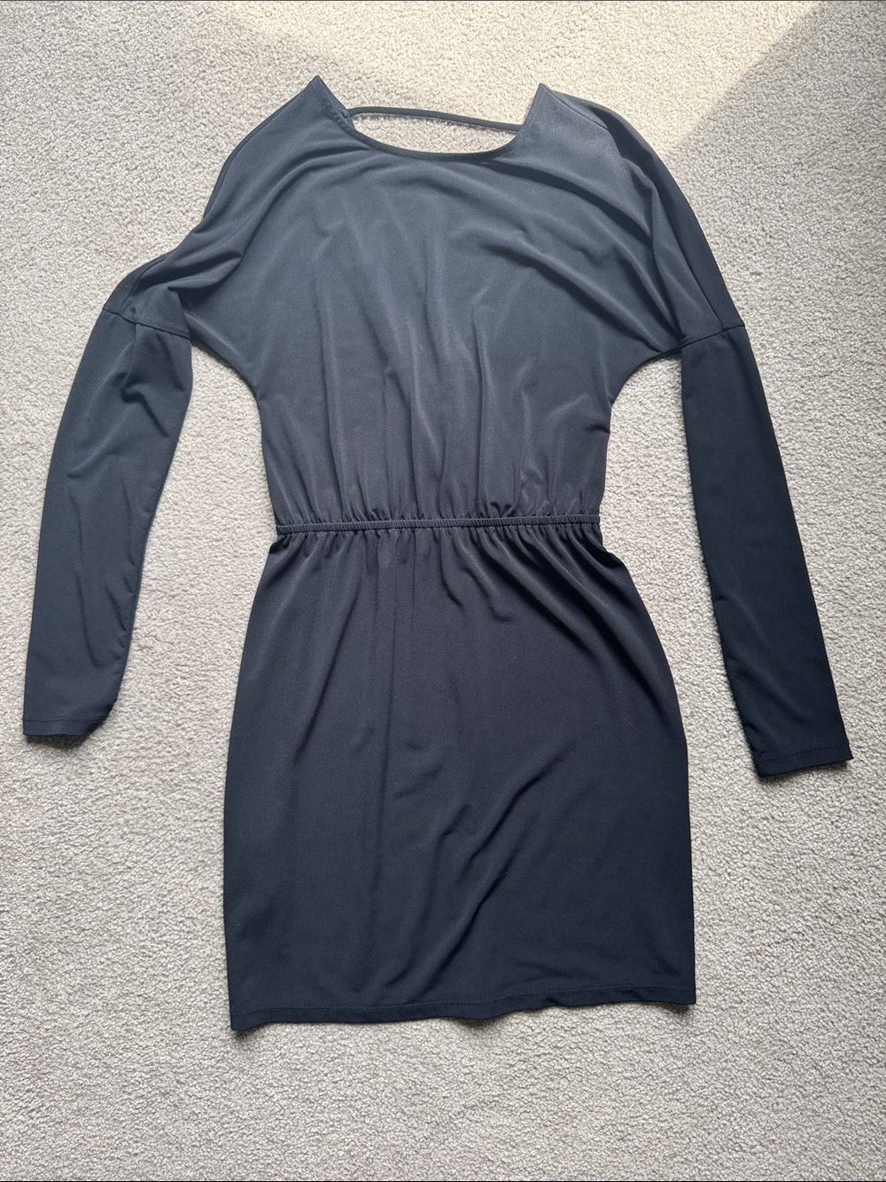 BCBGeneration Black Long-Sleeve Elastic-Waist Dress